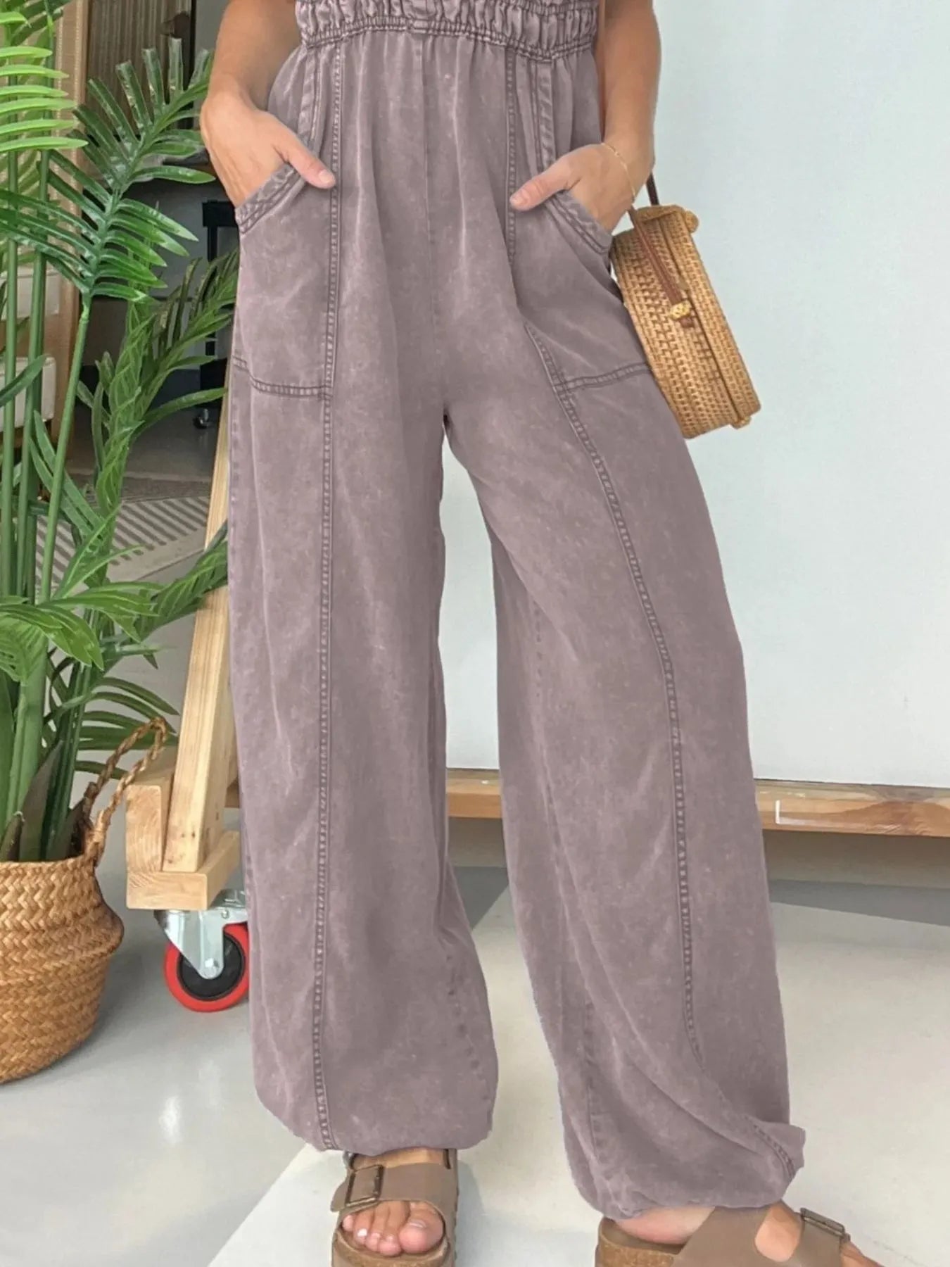 Full Size Wide-Leg Spaghetti Strap Jumpsuit – Plus Size