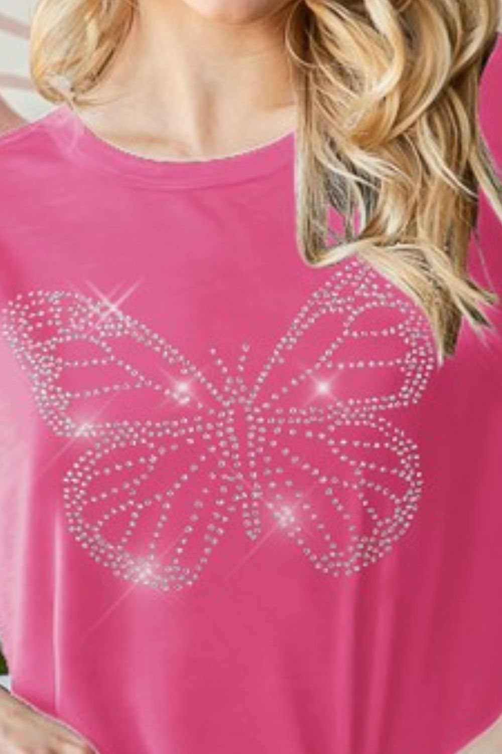 Rhinestone Butterfly T-Shirt - Sparkly & Stylish Casual Tee