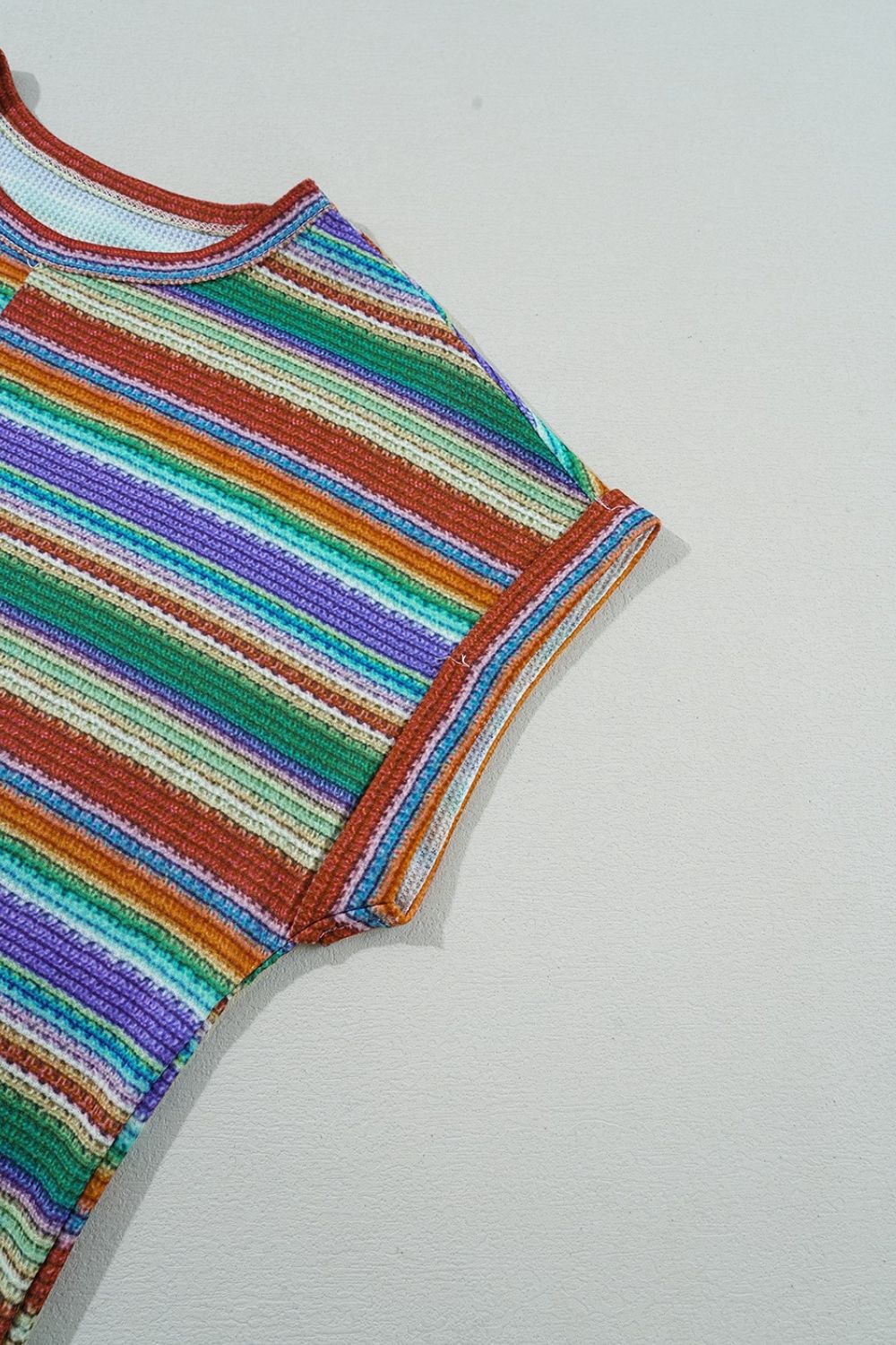 Multicolour Striped Twist Hem Cap Sleeve Top - Chic & Trendy
