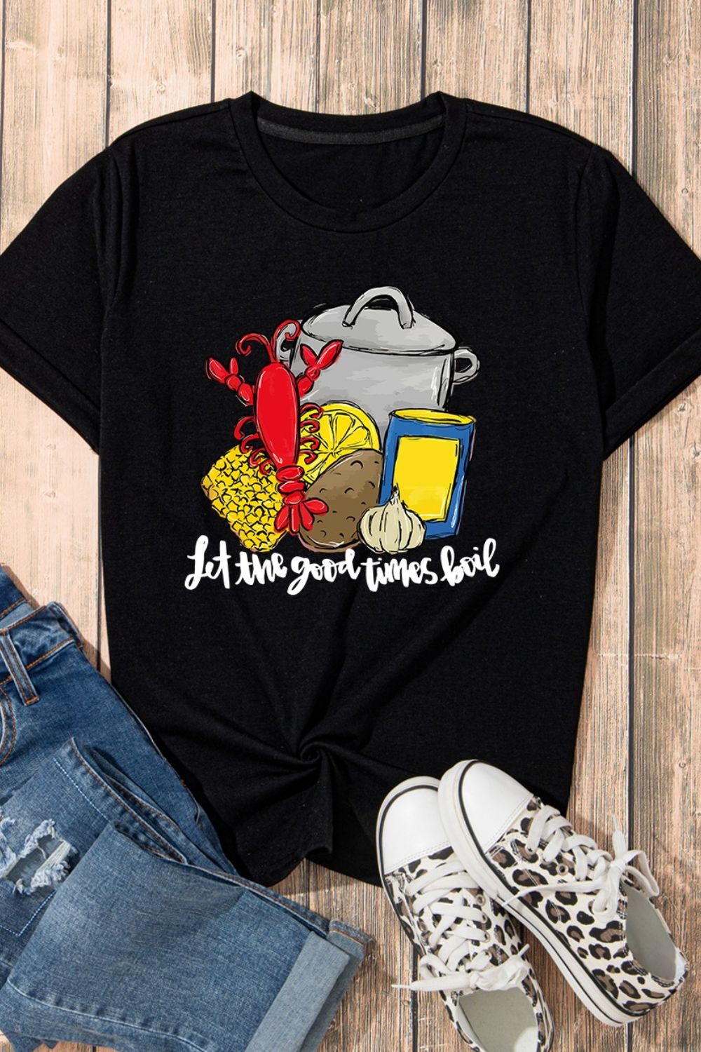 Graphic Round Neck Short Sleeve T-Shirt - Casual & Stylish