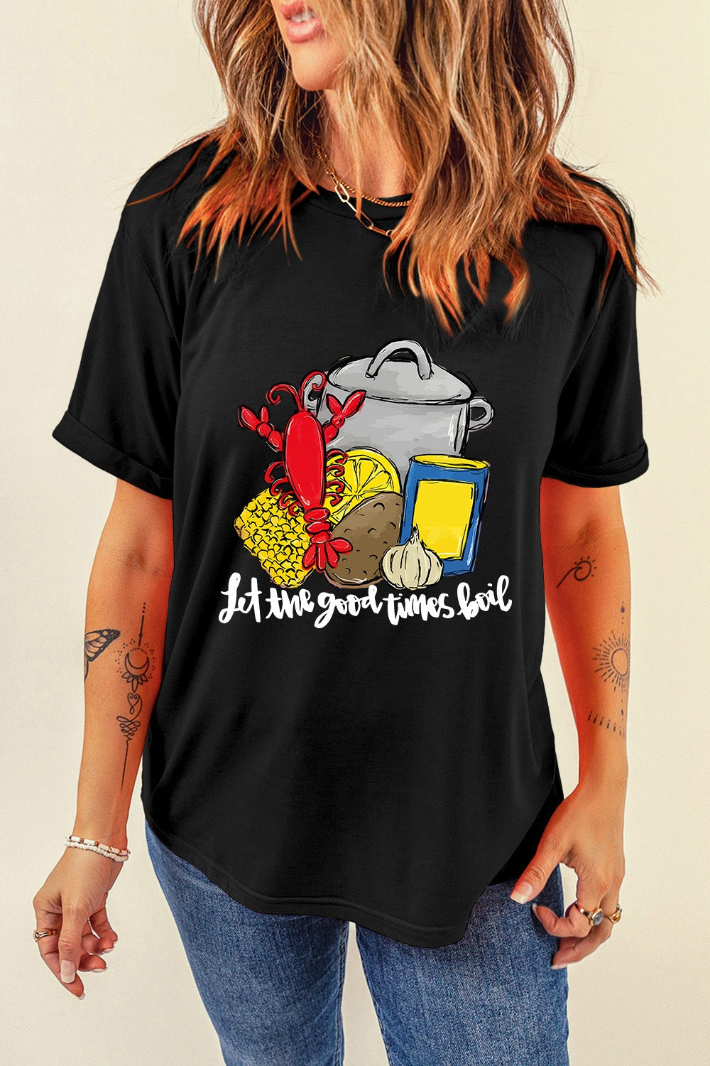 Graphic Round Neck Short Sleeve T-Shirt - Casual & Stylish