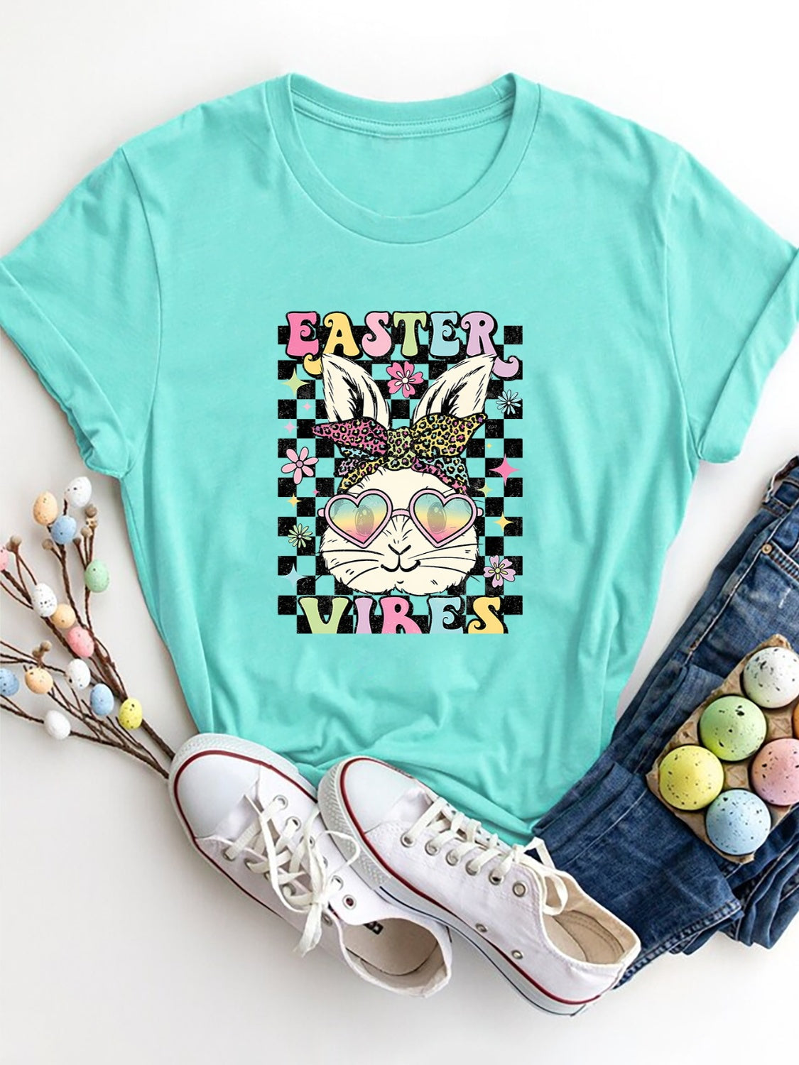 EASTER VIBES T-Shirt - Festive & Comfortable Festive Wear Aqua