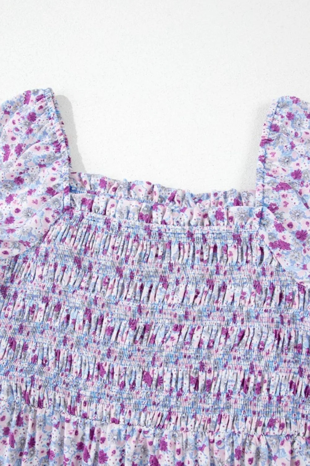 Floral Tiered Maxi Dress - Shirred Waist Elegance