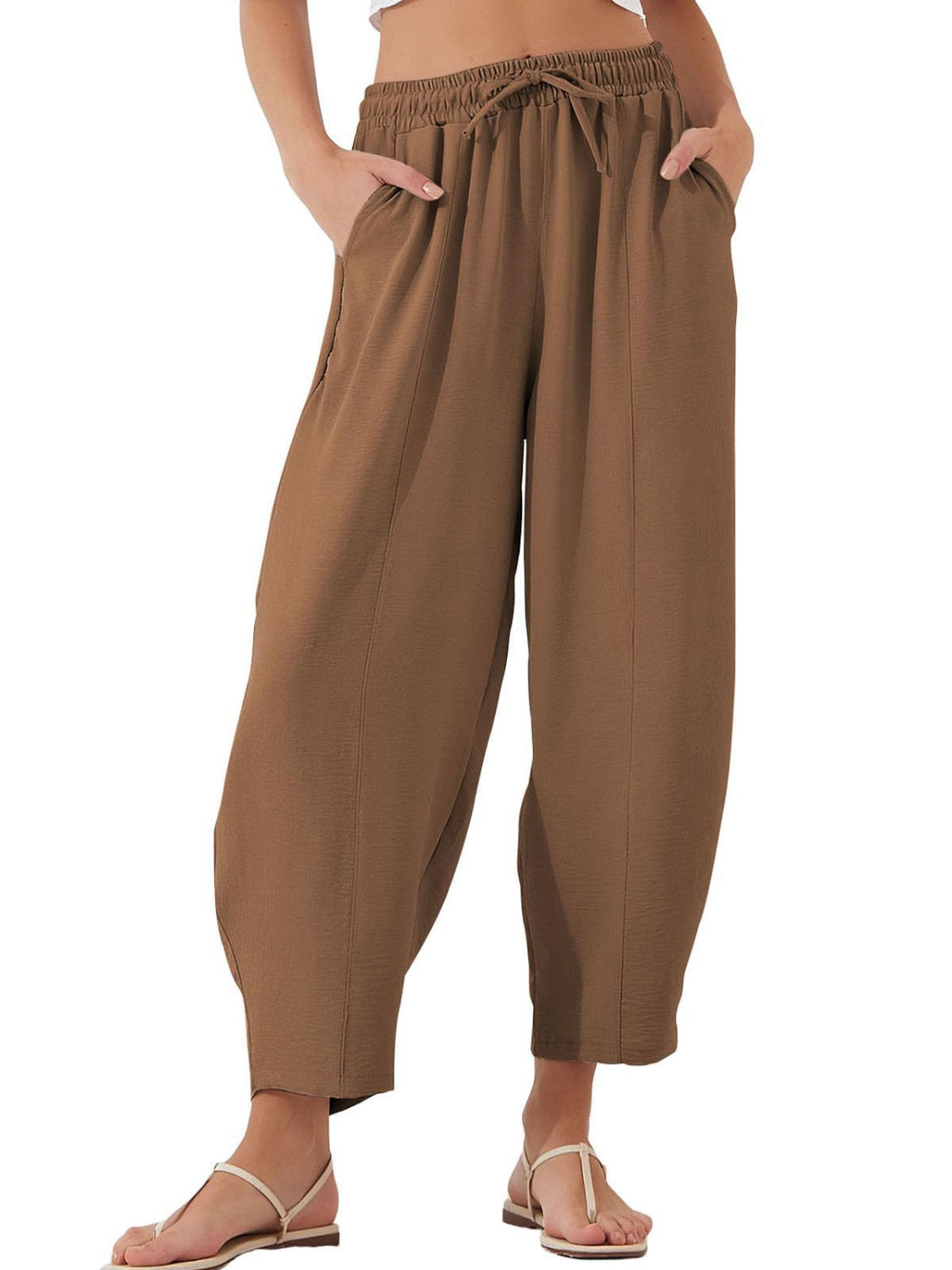 Cropped Joggers with Pockets - Full Size Fit