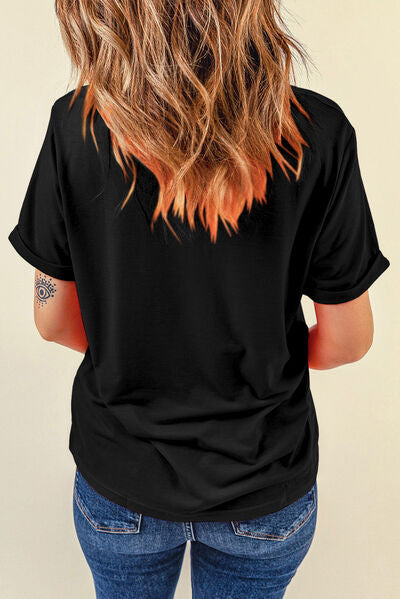 US Flag Round Neck Short Sleeve T-Shirt - Patriotic & Stylish