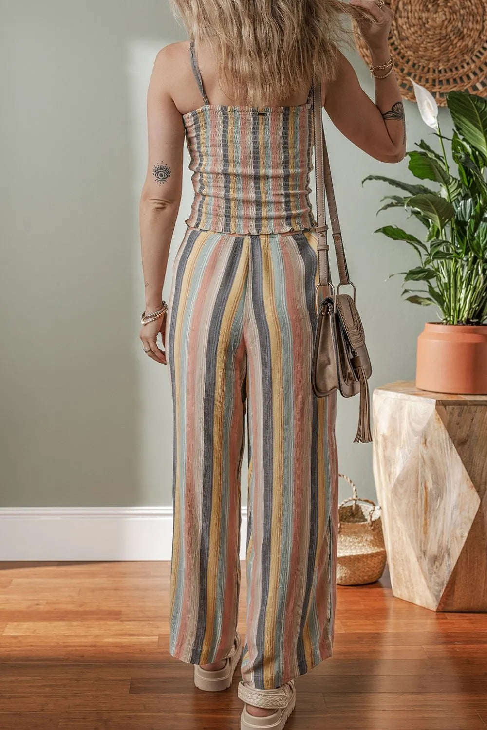 Striped Cami & Wide-Leg Pants Set - Luxe Co-ord