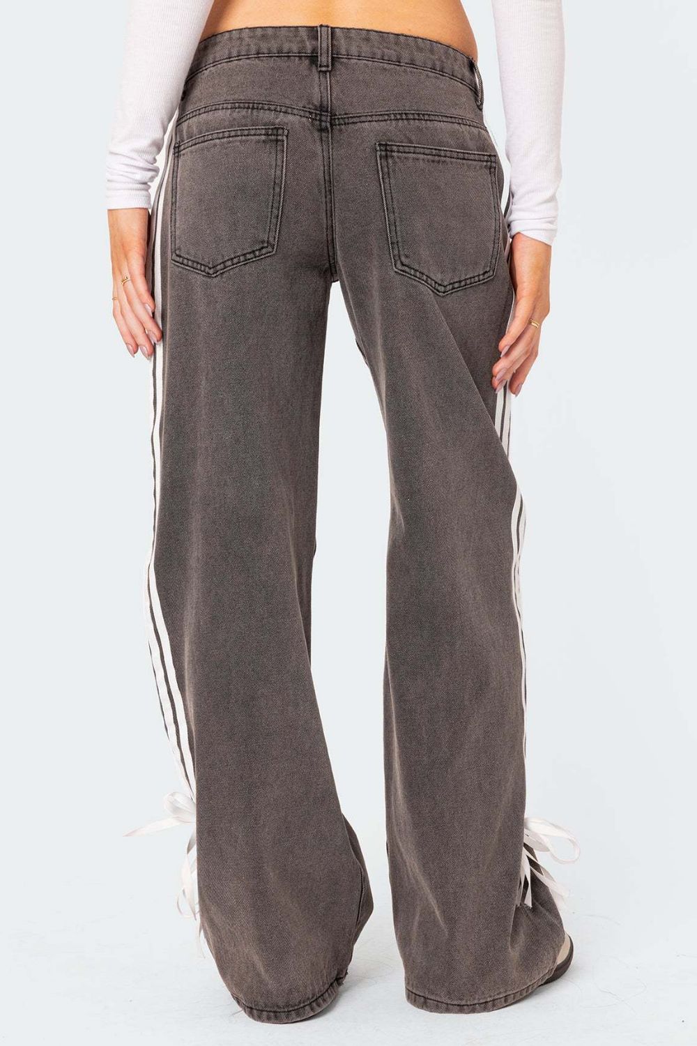 Side Striped Loose Fit Jeans - Trendy & Relaxed Denim