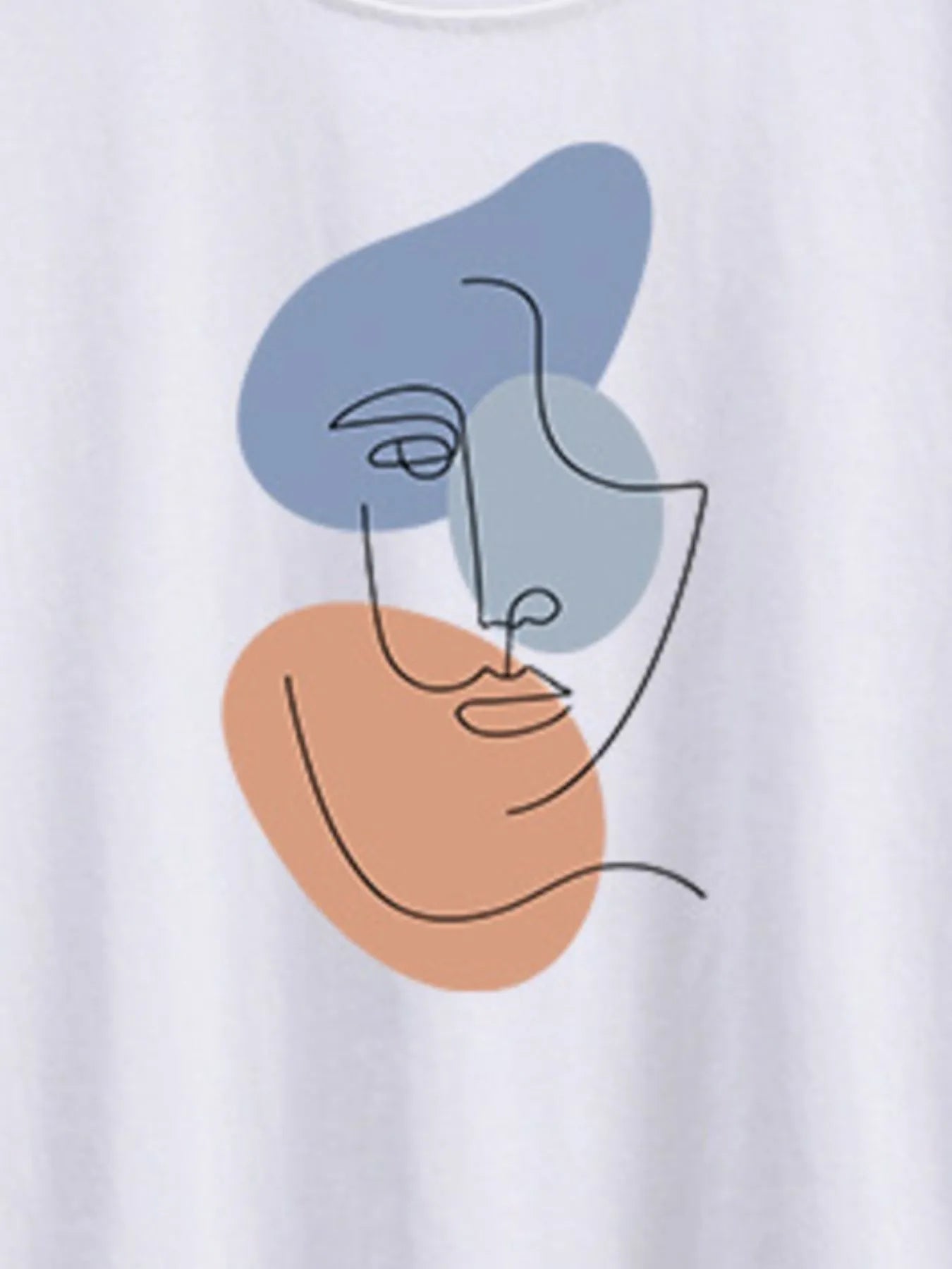 ArtMuse Abstract Face Graphic Round Neck T-Shirt