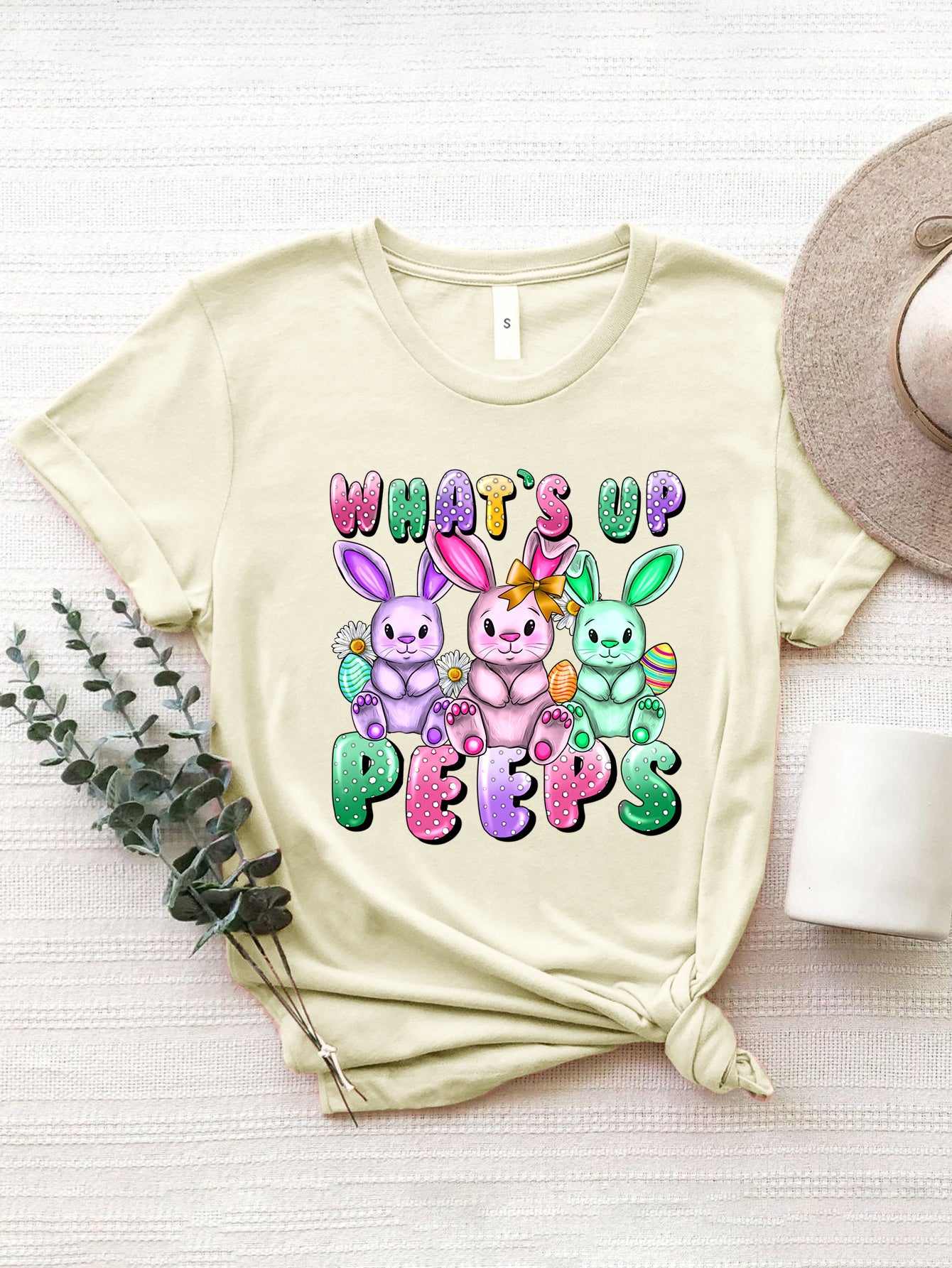 Graphic Round Neck T-Shirt - Lightweight & Comfortable Cream
