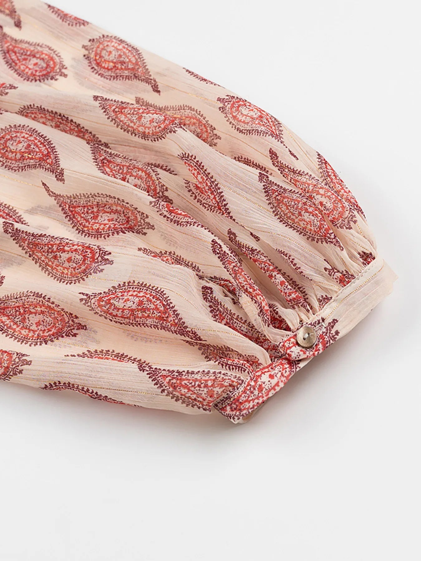 Paisley Print Frill Neck Long Sleeve Blouse