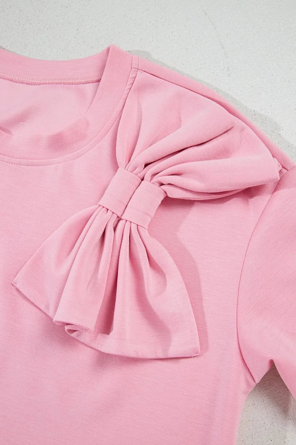 Comfortable Bow Round Neck Short Sleeve T-Shirt