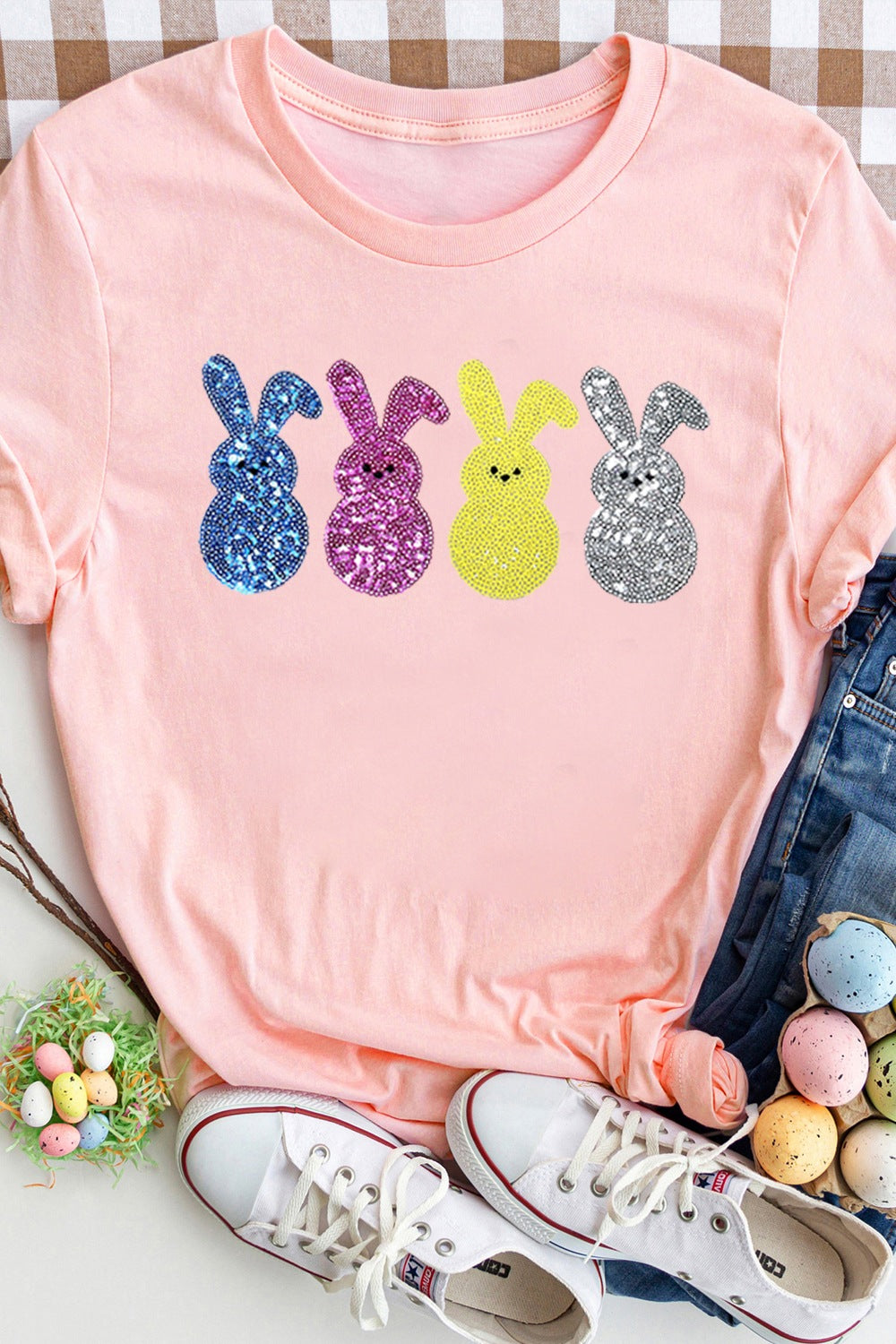 Sequin Bunny T-Shirt - Cute & Sparkly Easter Tee