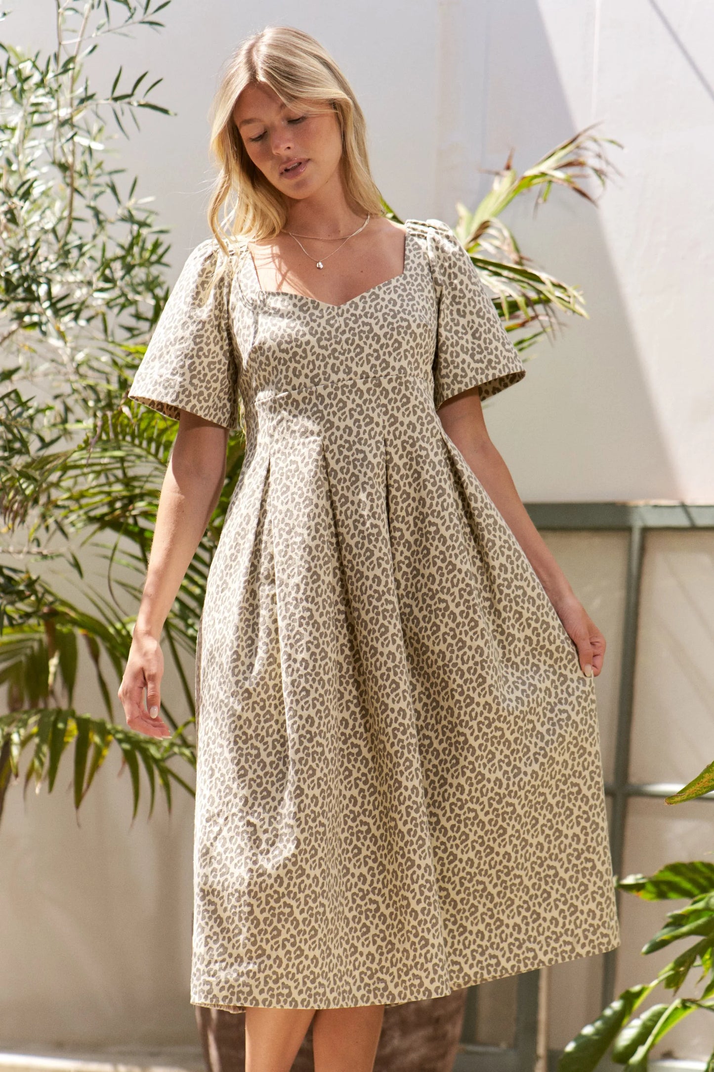 Jade By Jane Bell Sleeve Leopard Print Midi Dress