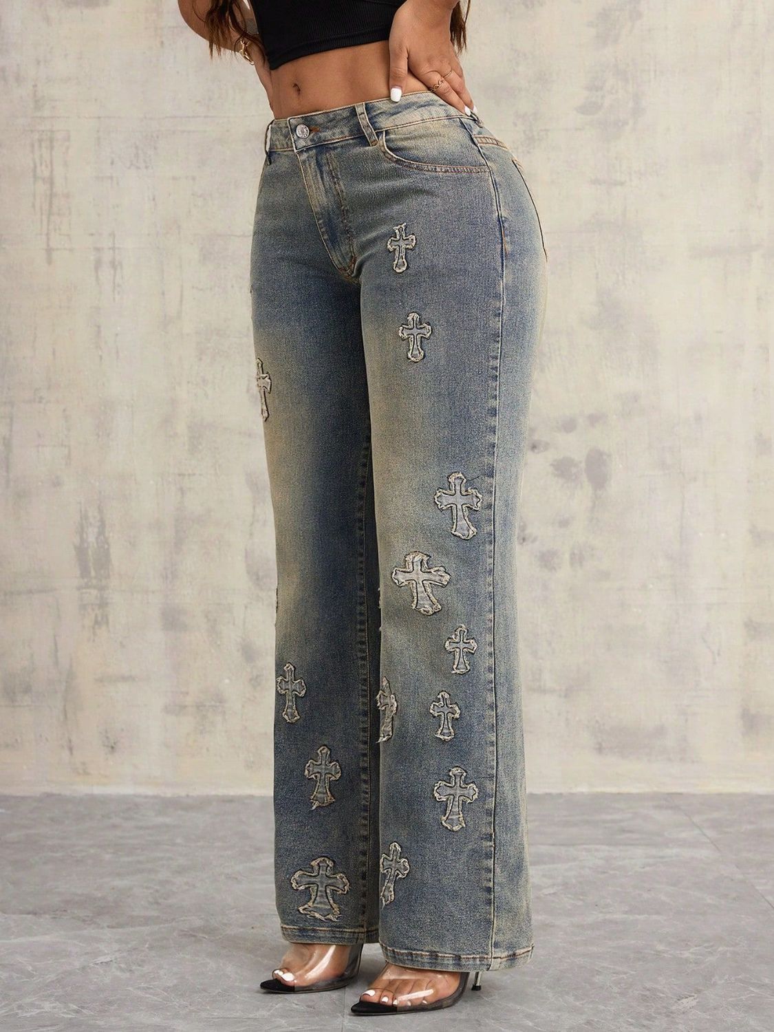 Cross Wide Leg Jeans with Pockets - Trendy & Chic