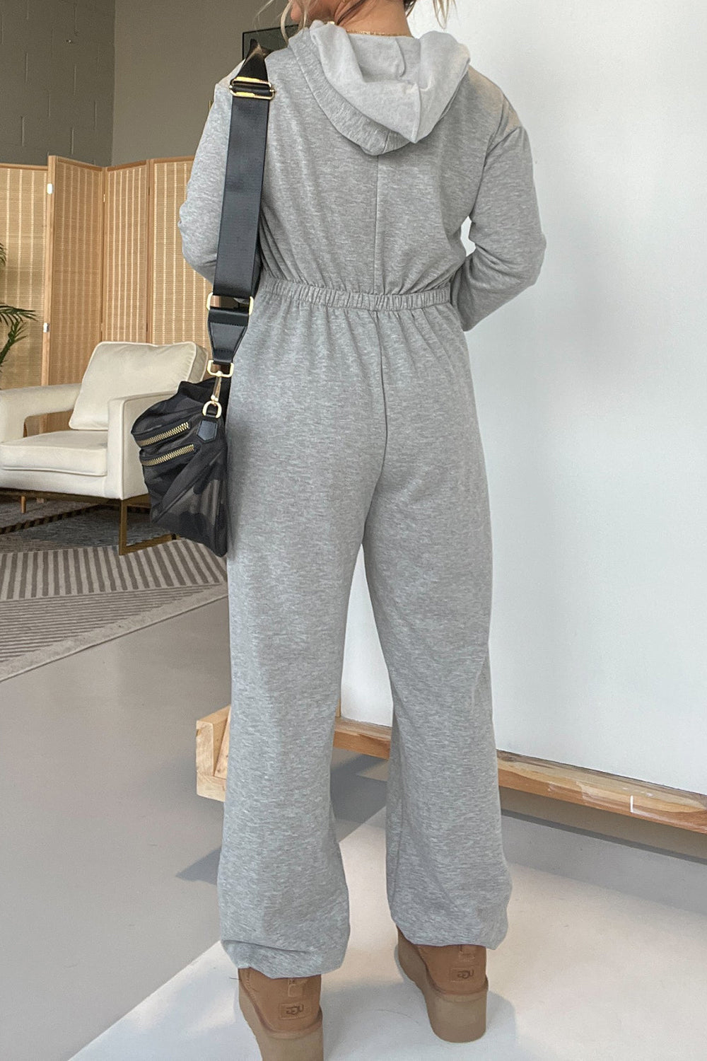 Drawstring Long Sleeve Jumpsuit