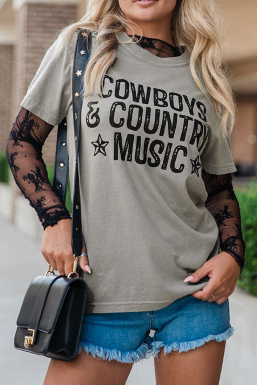 Letter Graphic Round Neck T-Shirt - Casual & Trendy