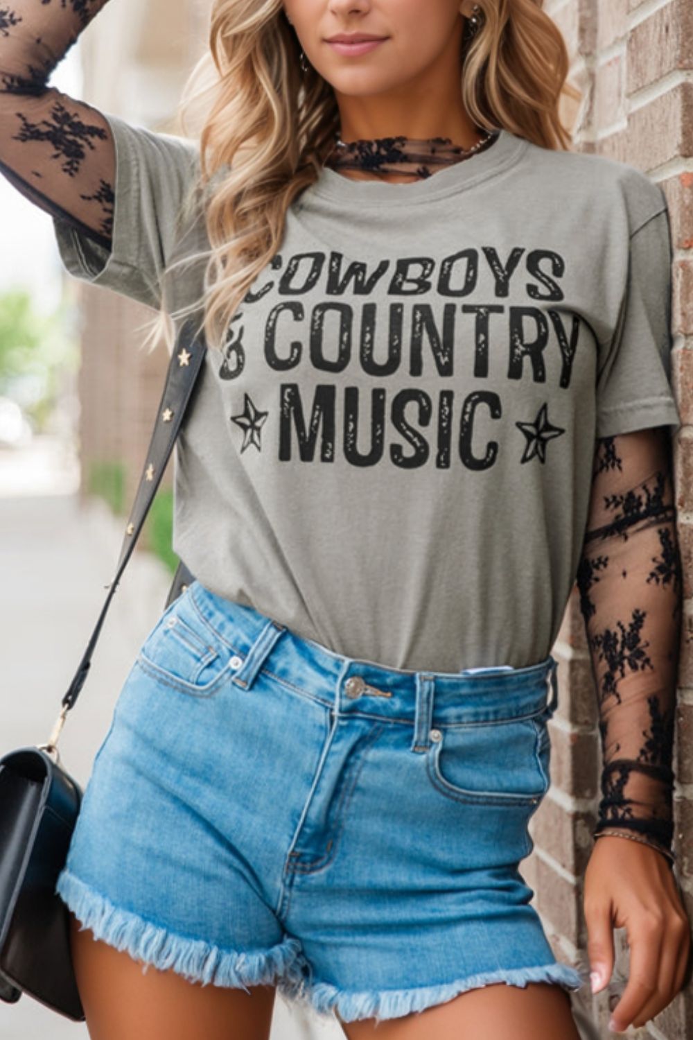 Letter Graphic Round Neck T-Shirt - Casual & Trendy Gray