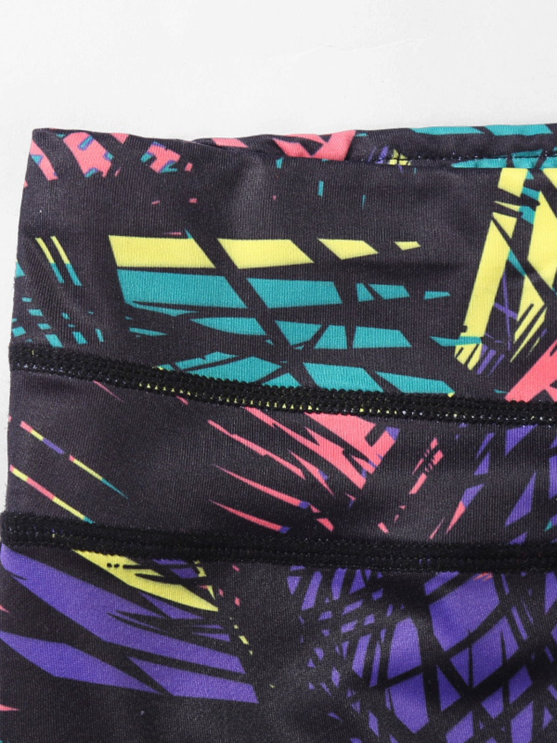Printed Wide Waistband Active Leggings with Stirrups - High Stretch & Stylish