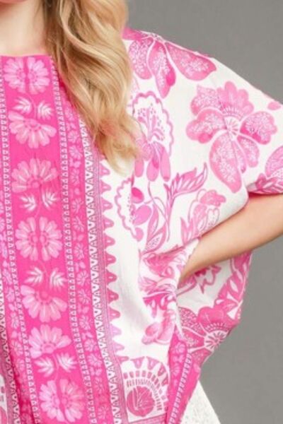 Umgee Floral Border Print Oversized Blouse - Chic & Effortless