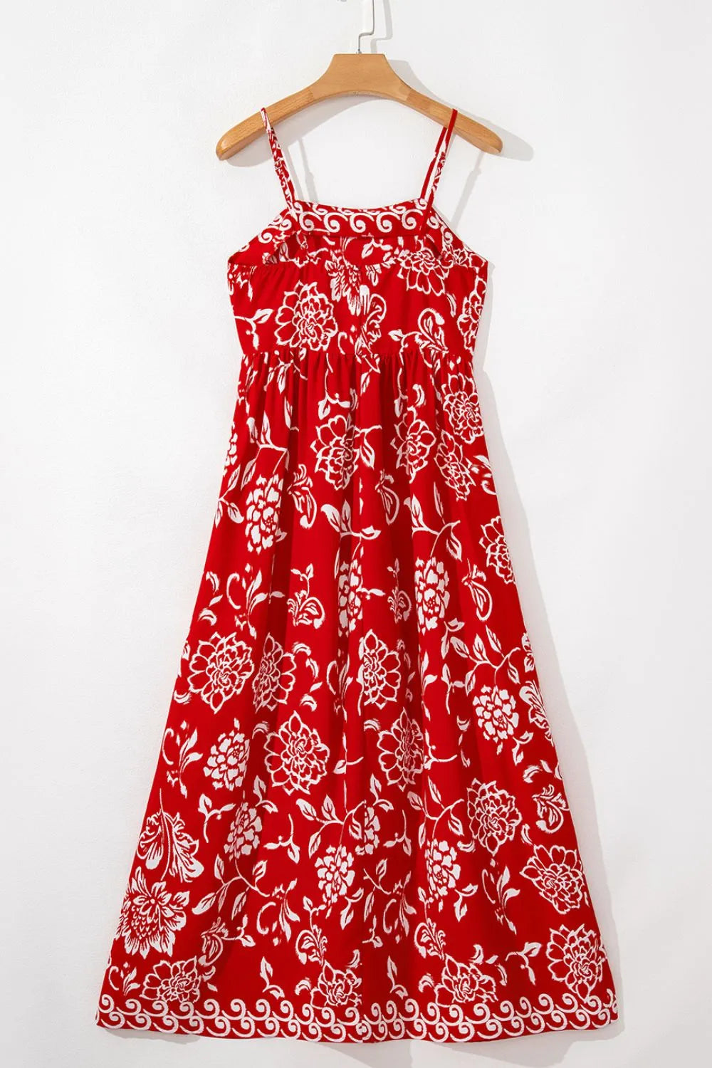Floral Print Spaghetti Strap Empire Waist Maxi Dress