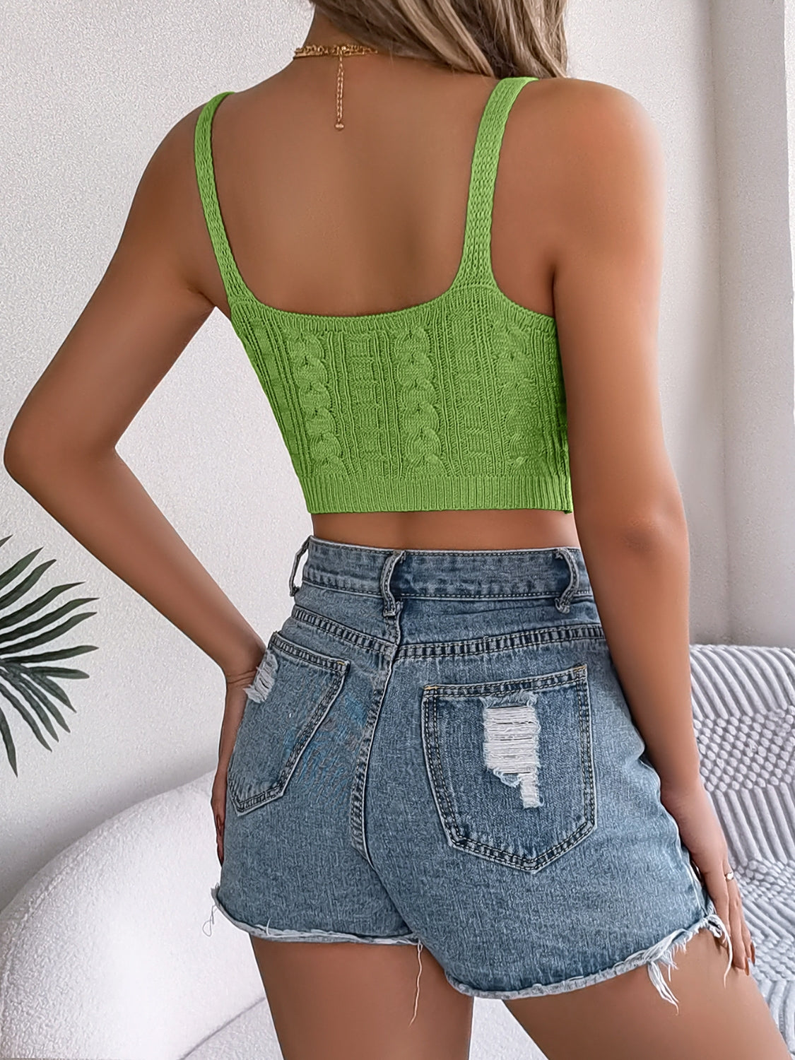 Cable-Knit Short Cami - Chic & Versatile Knitwear