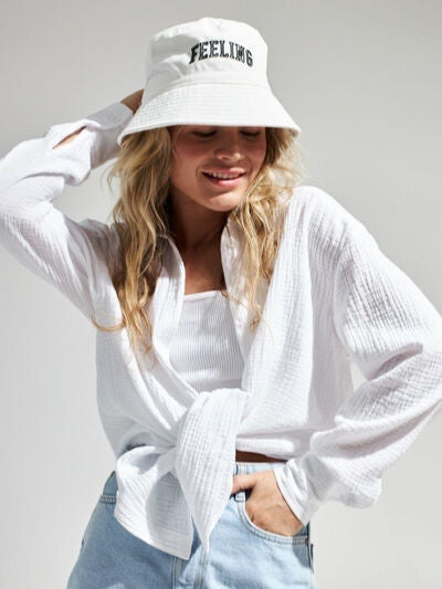 Textured Long Sleeve Collared Shirt - 100% Cotton