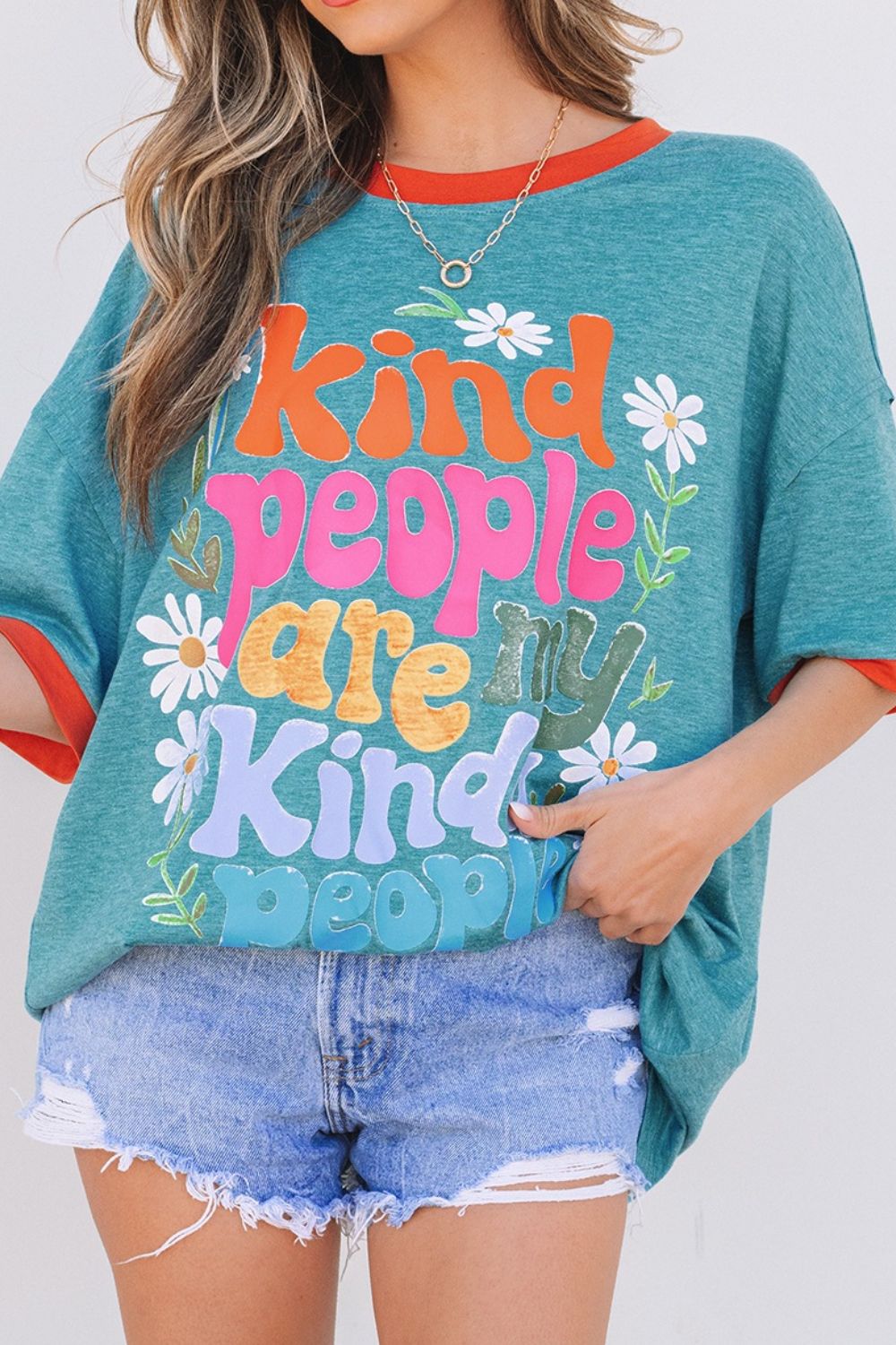 Kind People Are My Kind People Graphic Oversized T-Shirt