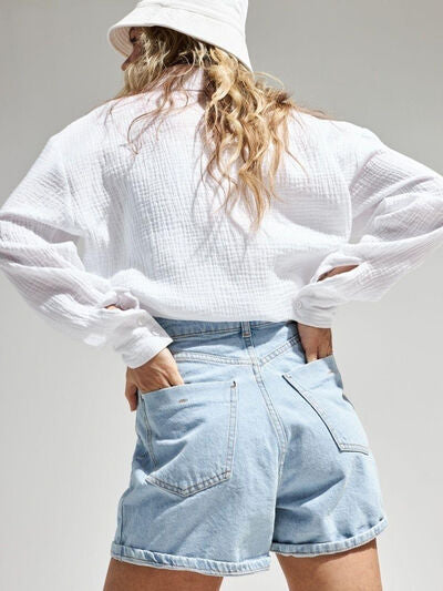 Textured Long Sleeve Collared Shirt - 100% Cotton