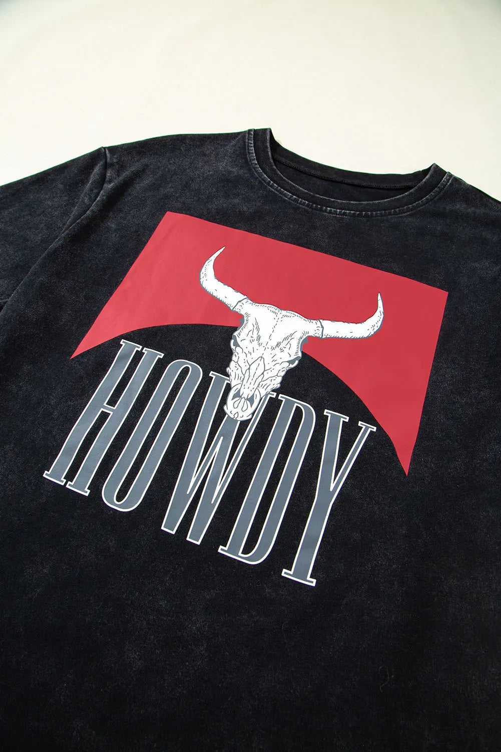Western HOWDY Steer Head Print Loose Fit Tee