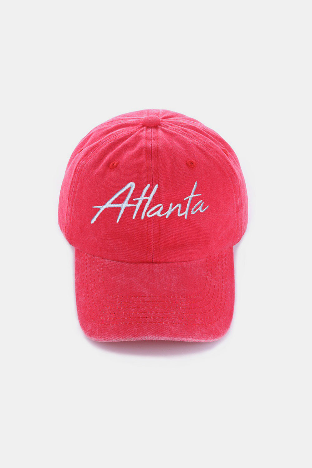 Washed ATLANTA Embroidered Baseball Cap Atlanta Red One Size