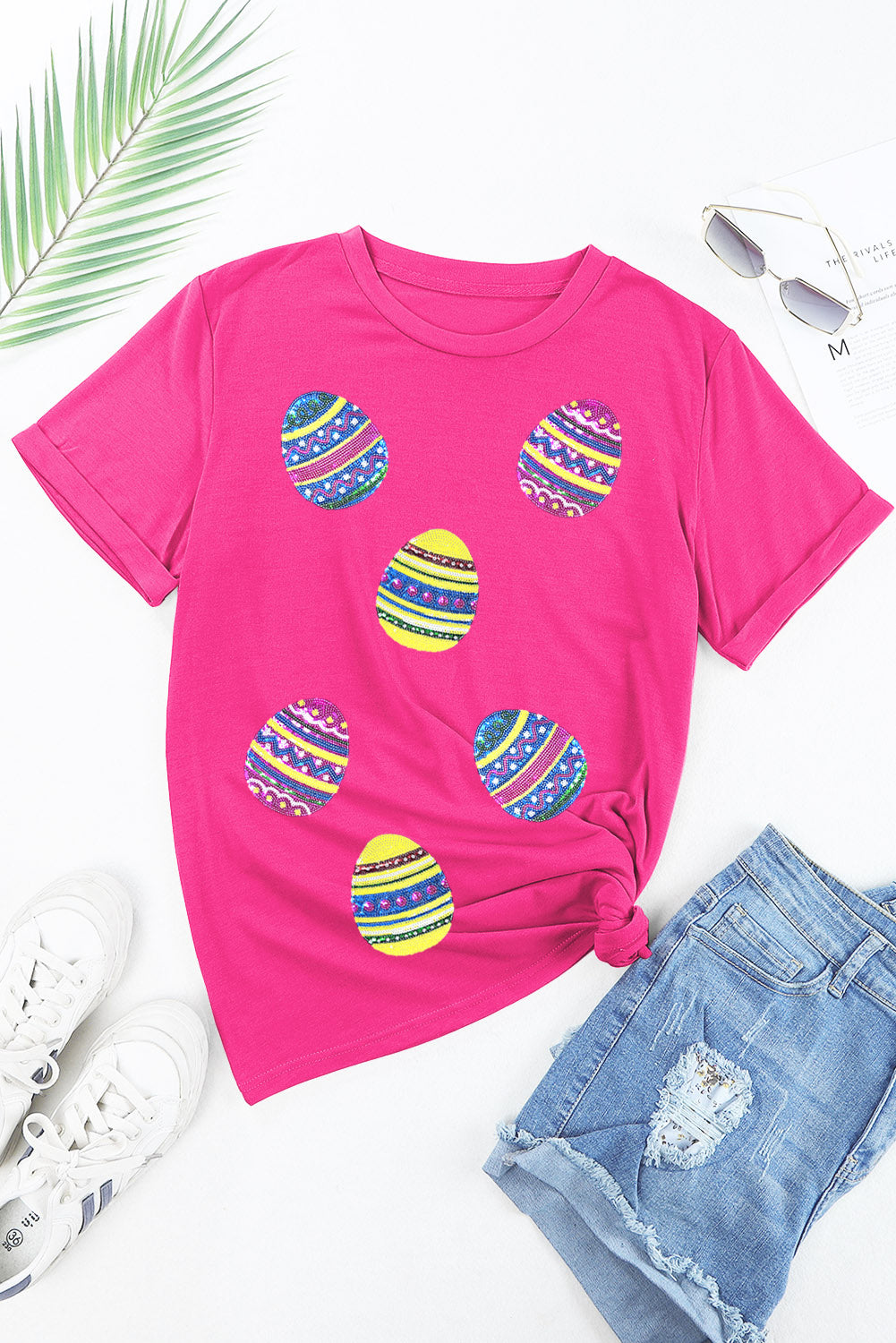 Sequin Easter Egg Short Sleeve T-Shirt - Festive & Stylish
