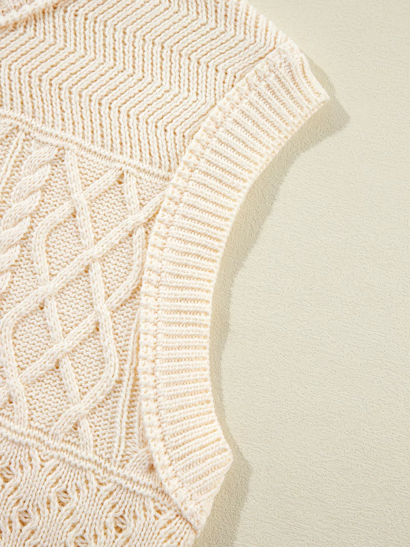 Relaxed Fit Cable-Knit Dolman Sweater Vest