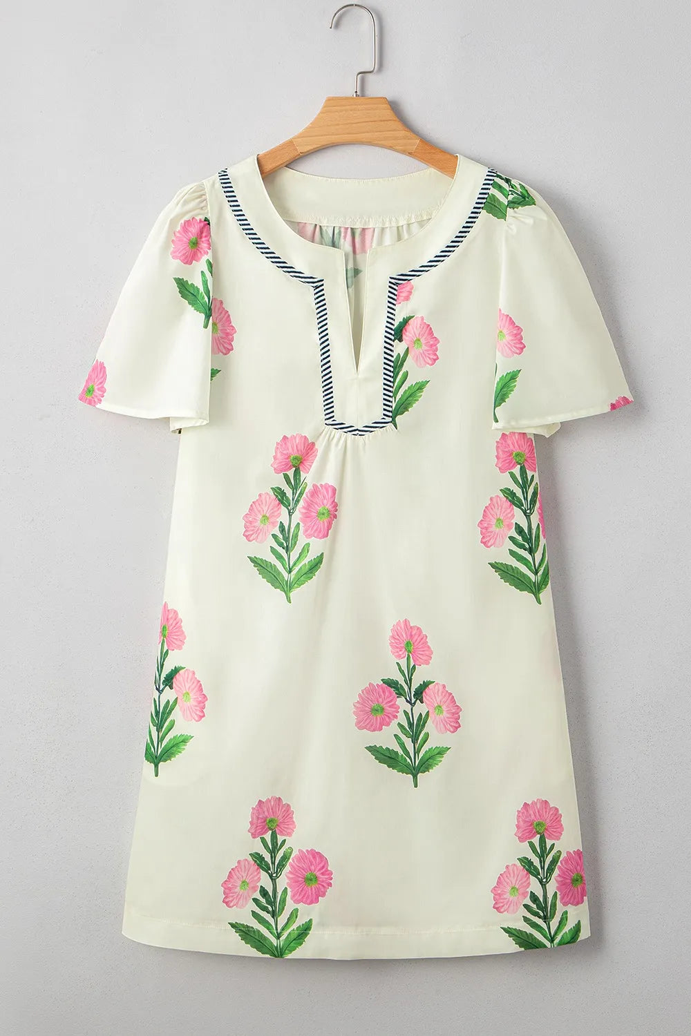 BlossomBreeze Floral Flutter Sleeve Summer Mini Dress