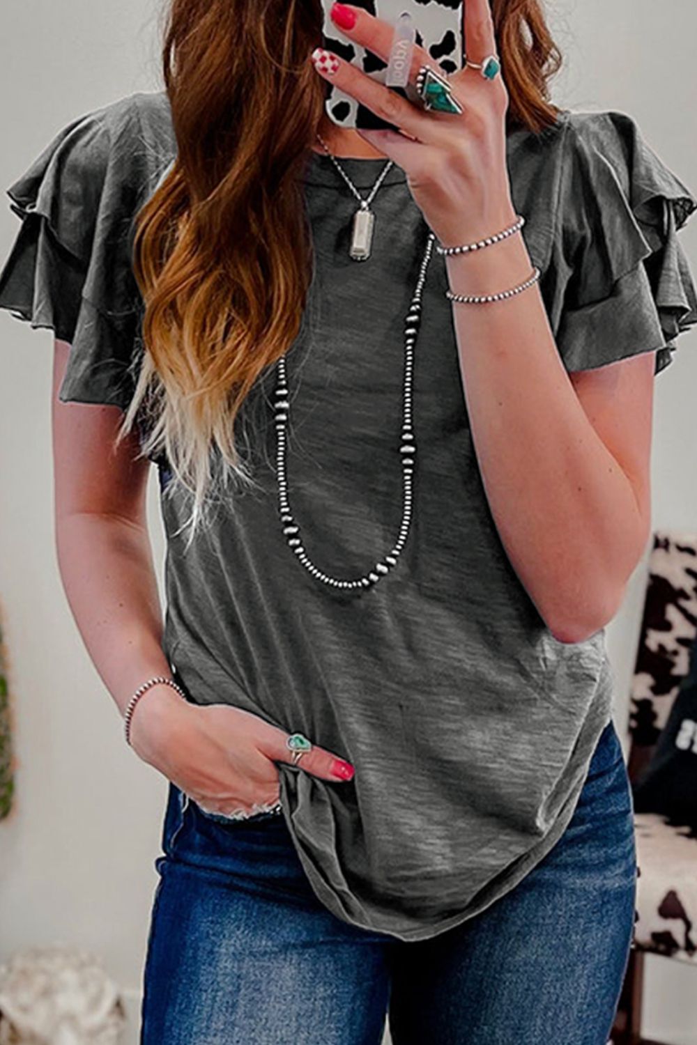 Round Neck Layered Short Sleeve Top - Stylish & Comfortable