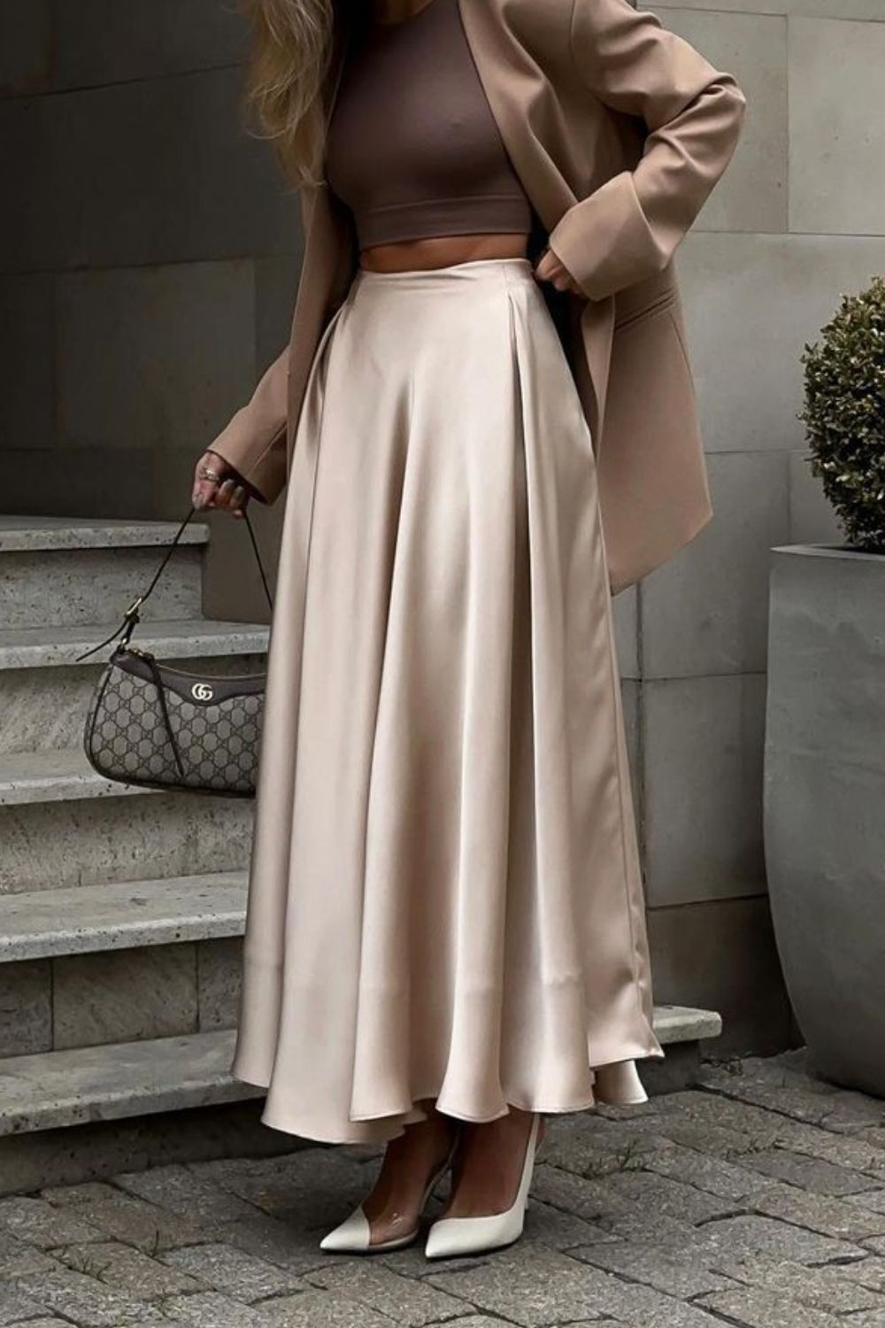 Back Elastic Waist Satin Minx Skirt - Elegant & Flowy
