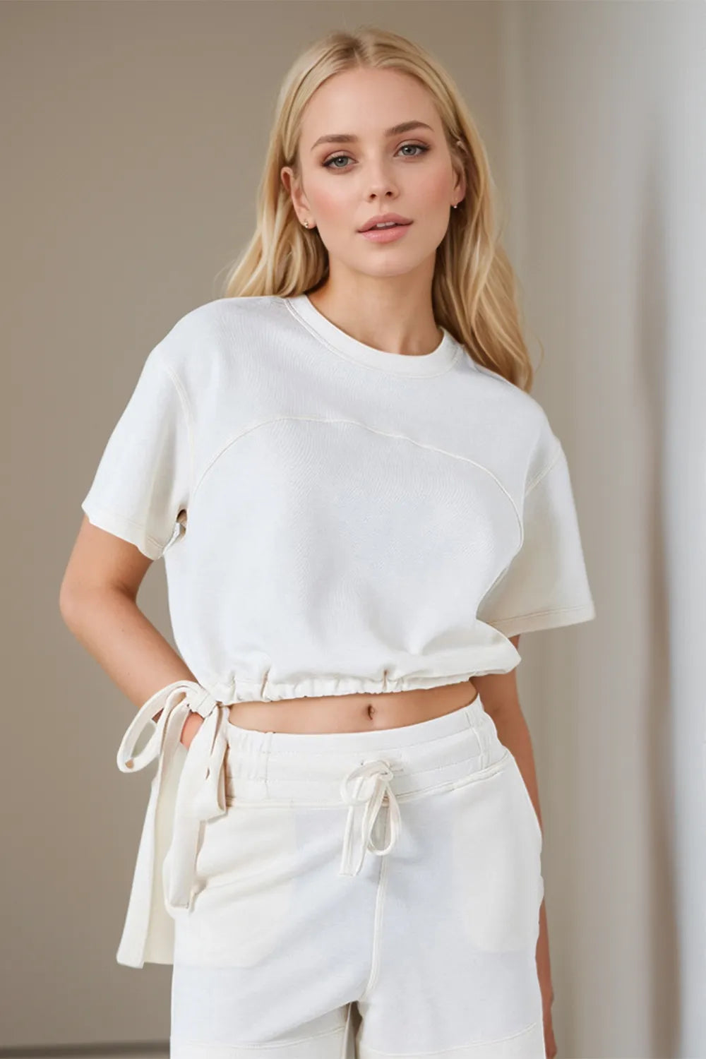 Basic Bae Drawstring Hem Scuba Knit Tee