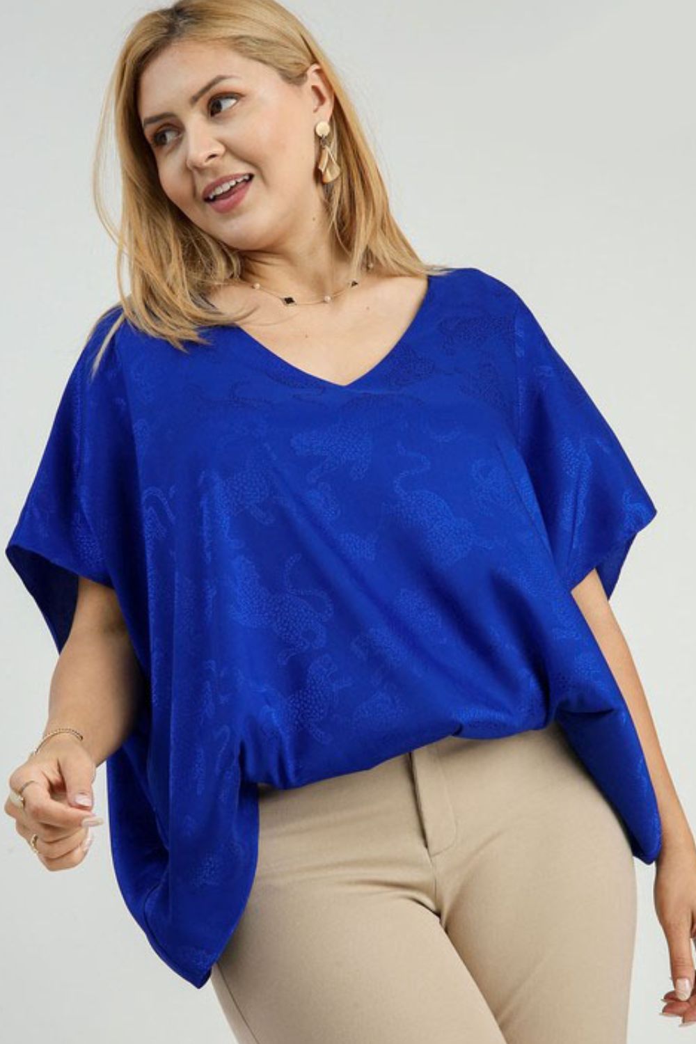Umgee Satin Animal Print Jacquard Top - Chic & Trendy