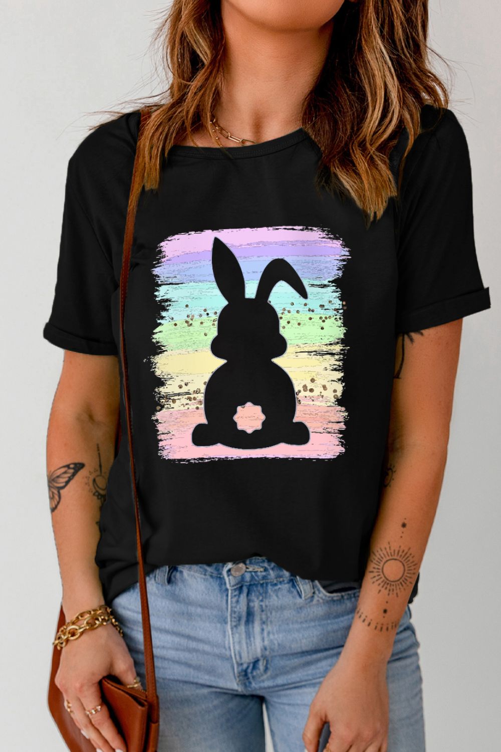 Rabbit Round Neck T-Shirt - Cute & Comfy Casual Tee