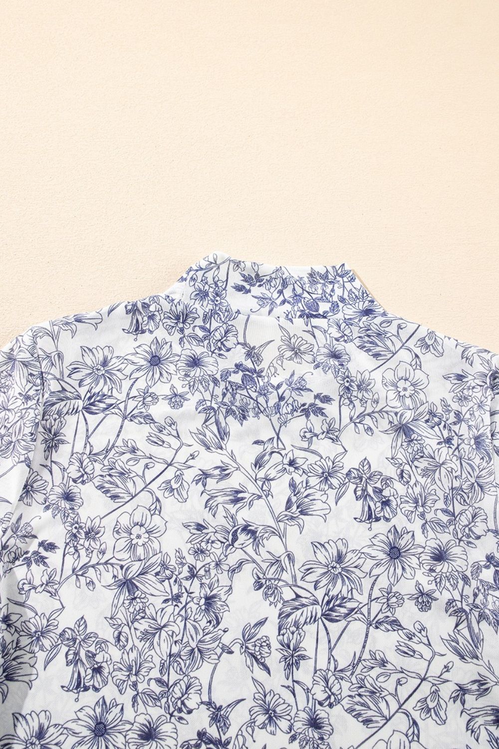 Printed Mock Neck Long Sleeve Blouse - Elegant & Versatile