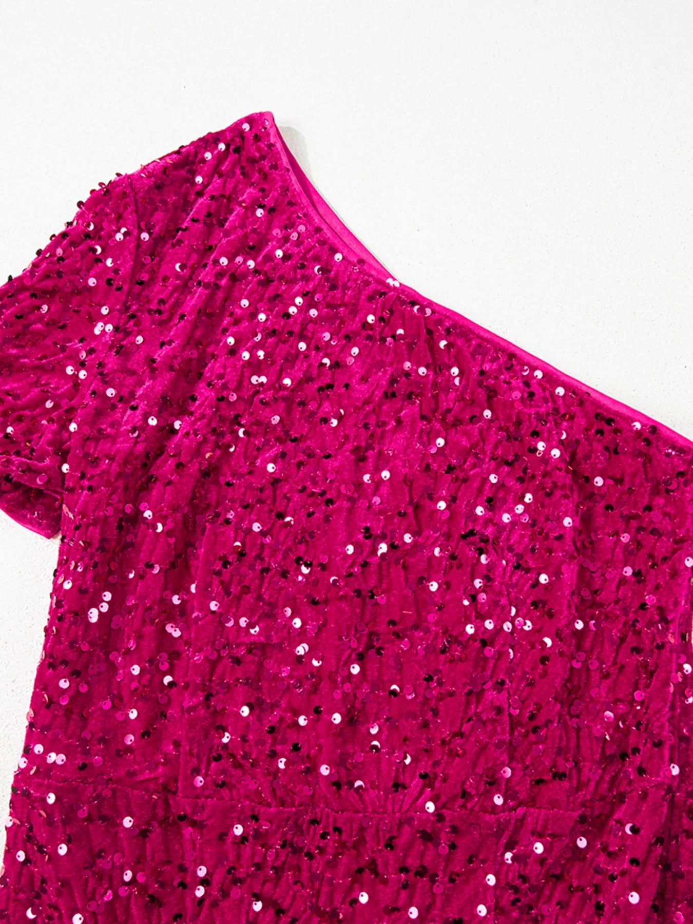Glamorous Sequin One-Shoulder Evening Slit Dress