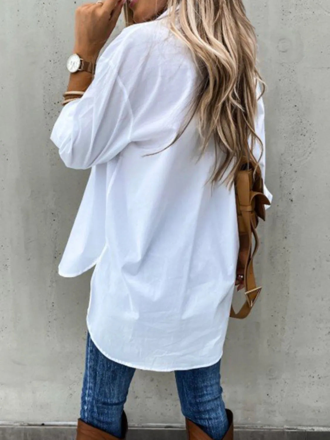 Roll-Tab Sleeve Button-Up Shirt - Lightweight & Chic