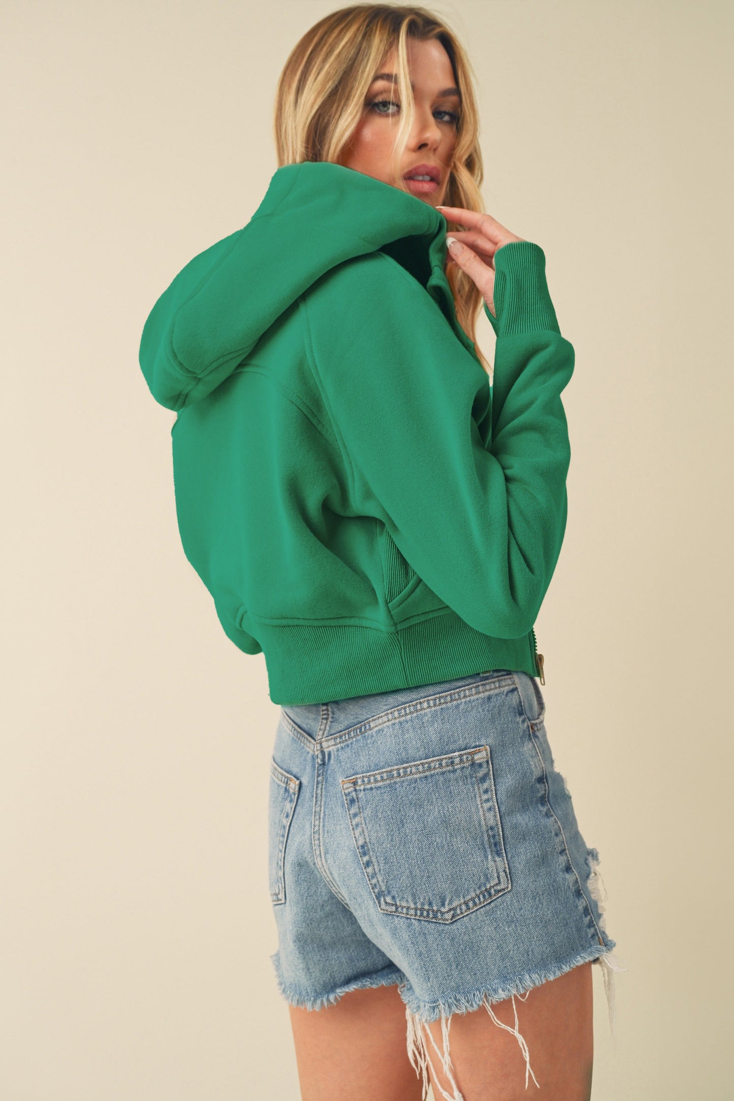 Aemi + Co Zip-Up Cropped Hoodie - Trendy & Comfortable