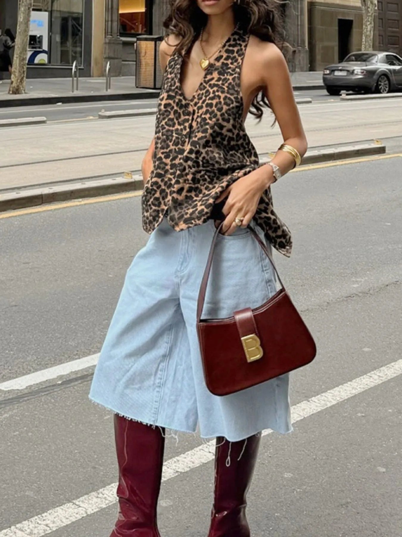 Leopard Print Halter Neck Cami Top