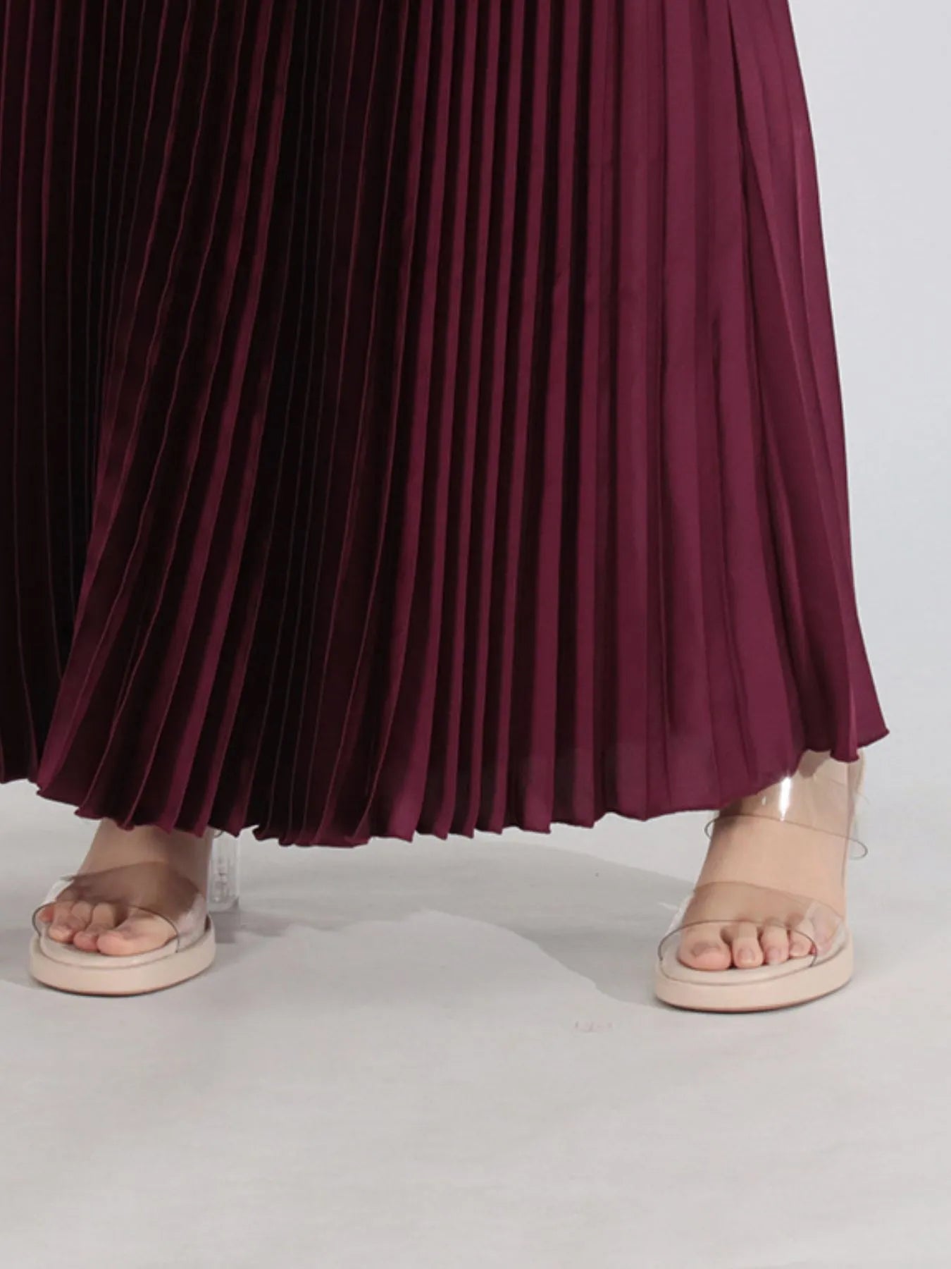 Elegant Button Up Long Sleeve Blouse & Pleated Skirt Two-Piece Set
