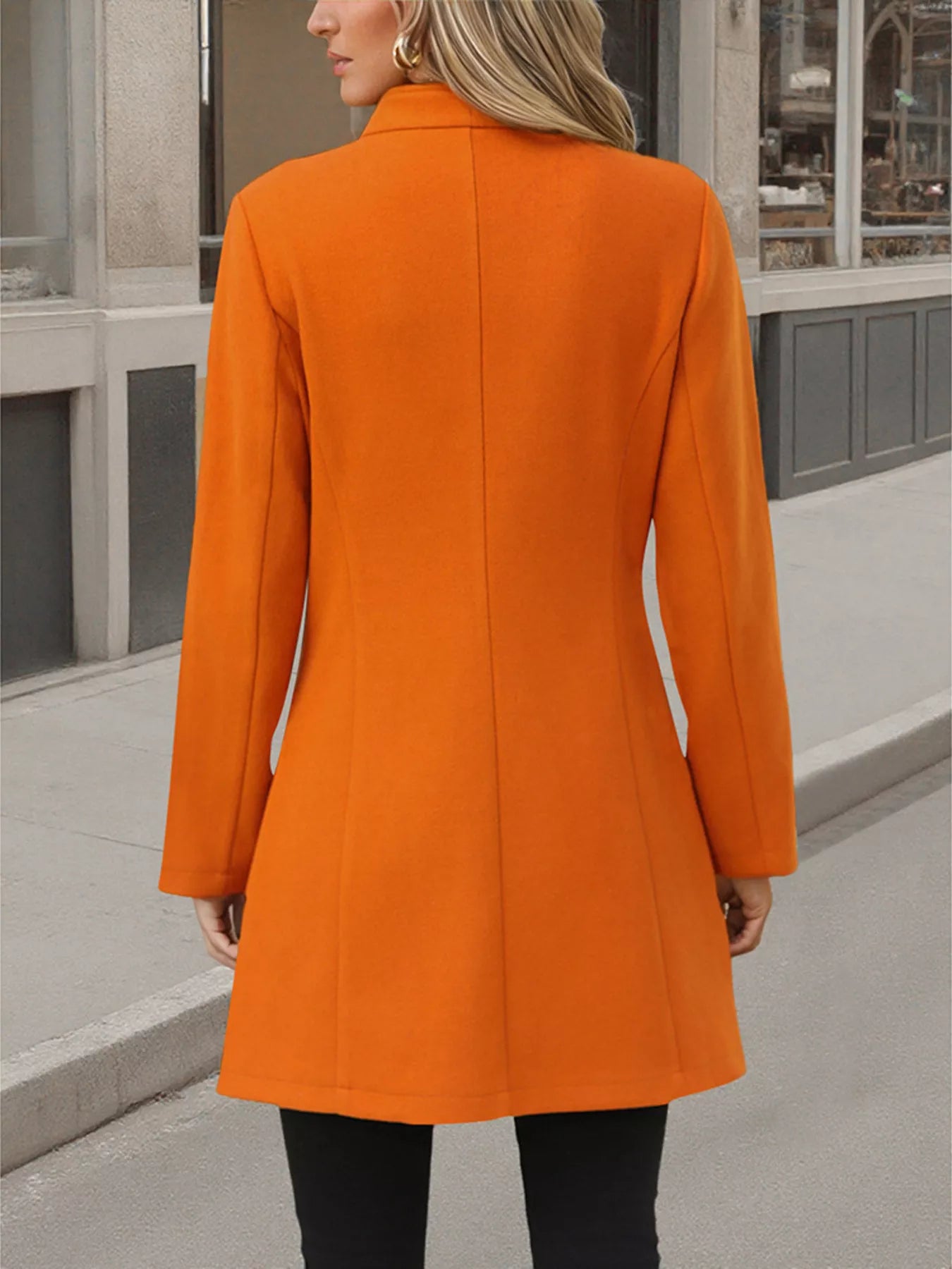 Classic Button-Up Long Sleeve Coat Yellow