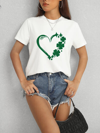 Heart Lucky Clover Comfort Fit T-Shirt - Stylish & Comfortable White