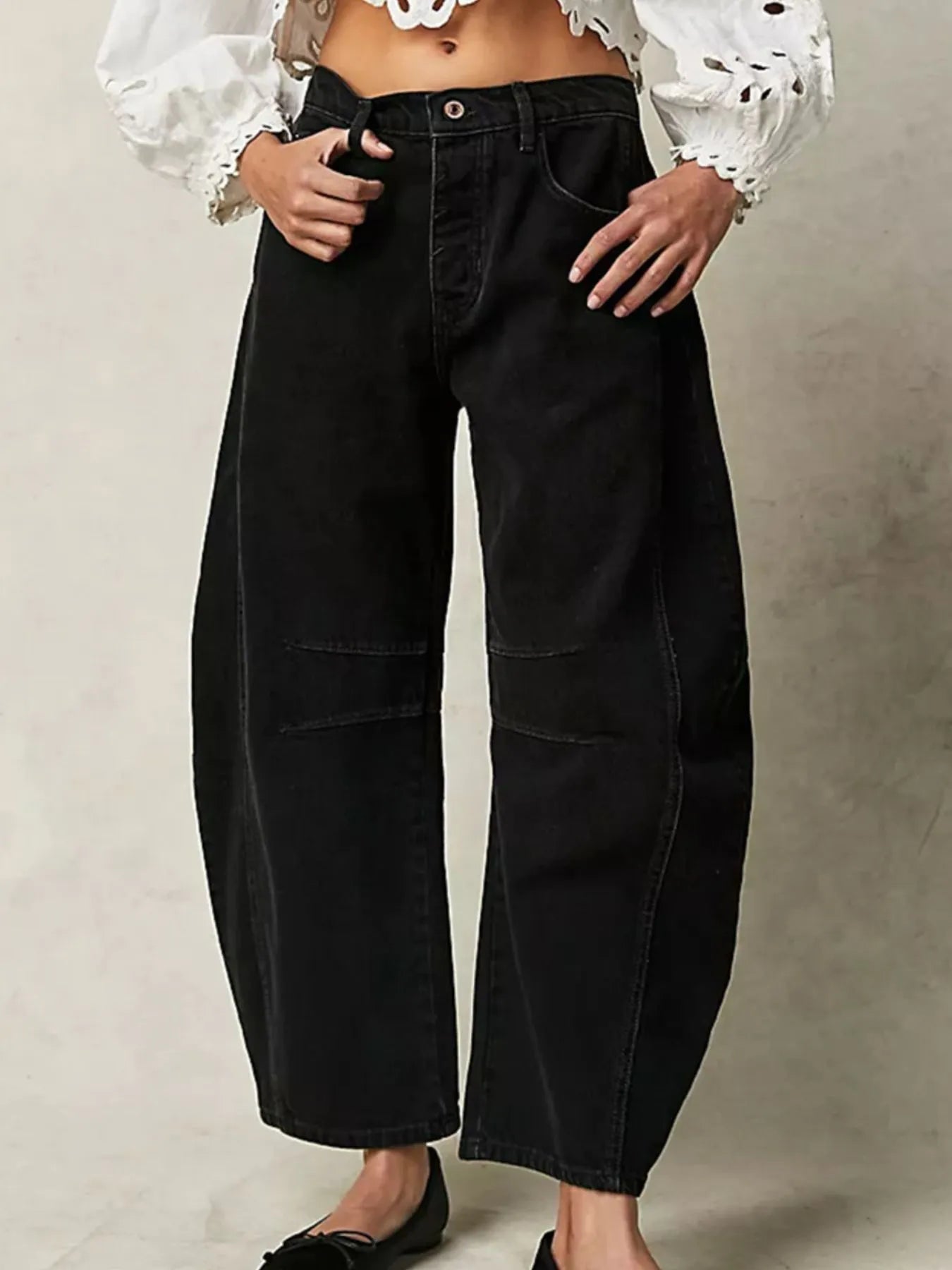 Wide Leg Relaxed Fit Jeans – High Comfort Cotton Blend Denim Black