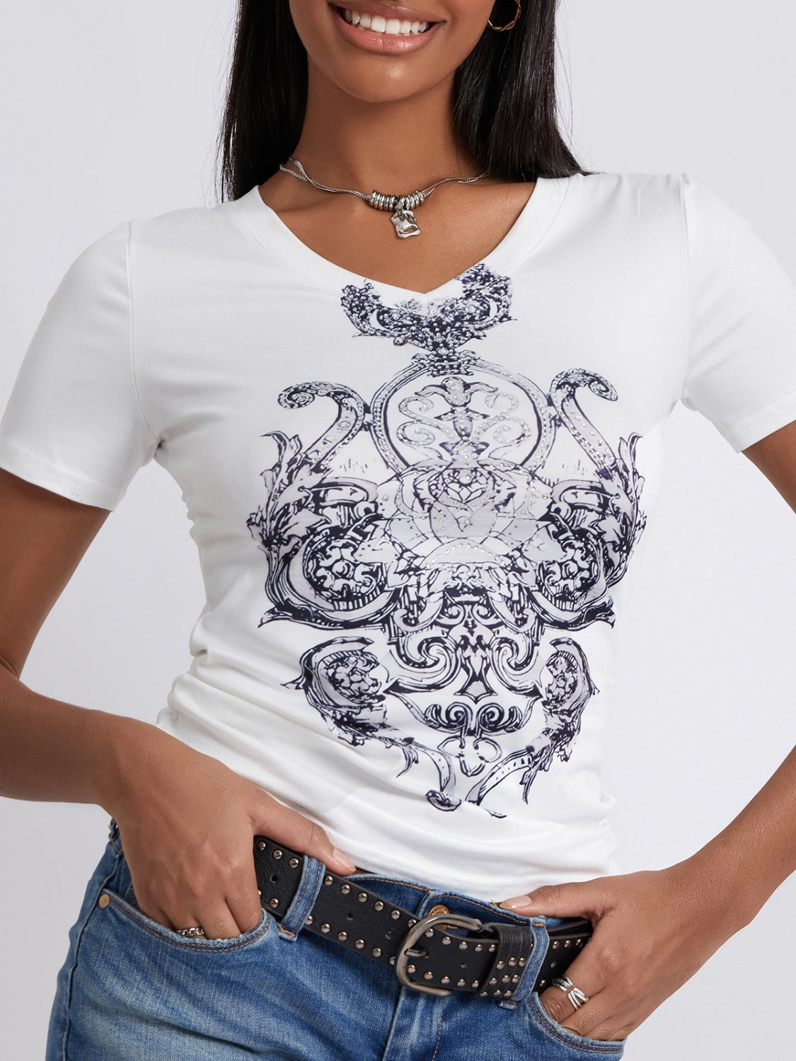 Graphic V-Neck T-Shirt - Stylish & Comfortable