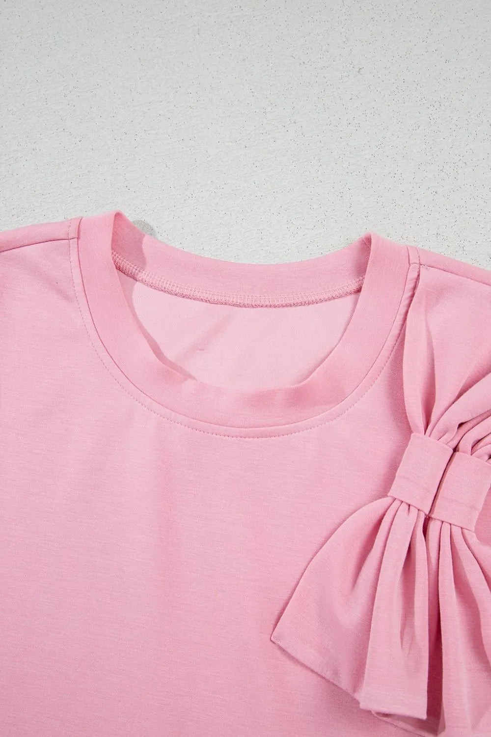 Comfortable Bow Round Neck Short Sleeve T-Shirt