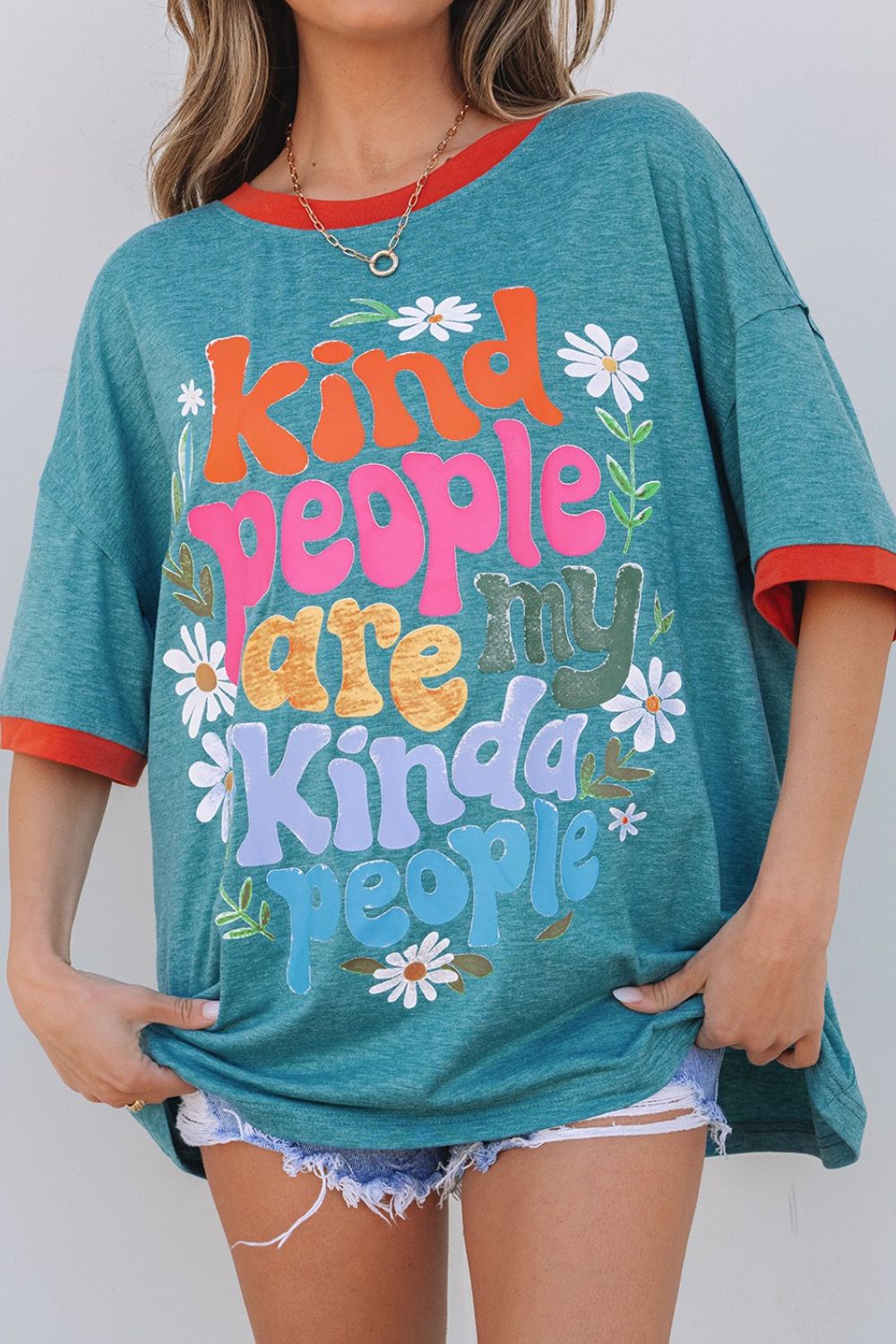 Kind People Are My Kind People Graphic Oversized T-Shirt